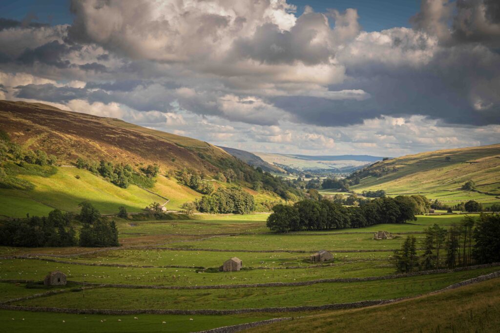 an autumnal hdr image of littondale in north yorkshire from hesle bergh above halton gill, england